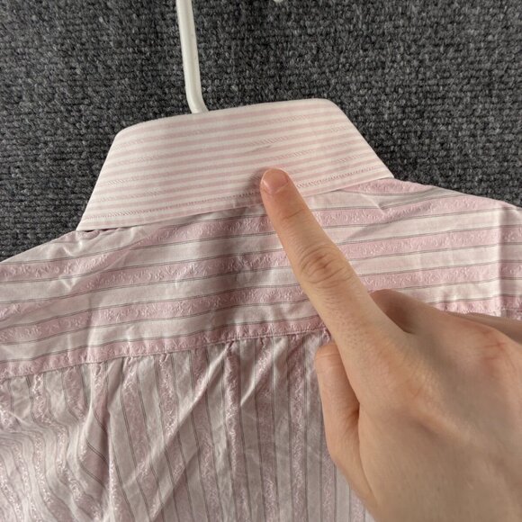 Robert Graham Button Up Shirt Cotton Pink Striped 16 Textured Floral Intricate - Picture 14 of 16